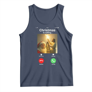 Funny Santa Jesus Video Call Tank Top TS14 Navy Print Your Wear