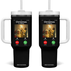 Funny Santa Jesus Video Call Tumbler With Handle TS14 One Size: 40 oz Black Print Your Wear