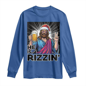 Jesus Christmas Long Sleeve Shirt Funny Drinking Beer Xmas Holiday TS14 Royal Blue Print Your Wear