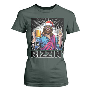 Jesus Christmas T Shirt For Women Funny Drinking Beer Xmas Holiday TS14 Dark Forest Green Print Your Wear