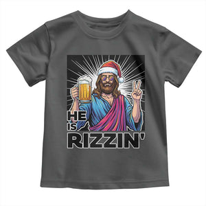 Jesus Christmas Toddler T Shirt Funny Drinking Beer Xmas Holiday TS14 Dark Heather Print Your Wear