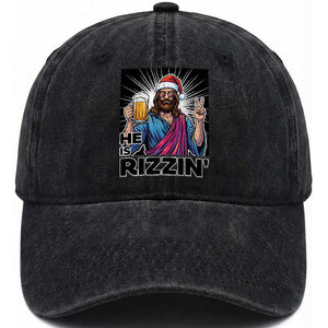 Jesus Christmas Washed Cotton Baseball Cap Funny Drinking Beer Xmas Holiday TS14 Washed Cap Universal Fit Black Print Your Wear