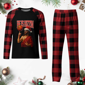 Jesus Basketball Christmas Plaid Pajama Set He Is Rizzin TS14 Buffalo Plaid Print Your Wear
