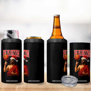 Jesus Basketball Christmas 4 in 1 Can Cooler Tumbler He Is Rizzin TS14 Print Your Wear