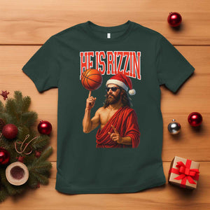 Jesus Basketball Christmas T Shirt He Is Rizzin TS14 Dark Forest Green Print Your Wear