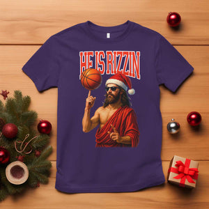Jesus Basketball Christmas T Shirt He Is Rizzin TS14 Purple Print Your Wear