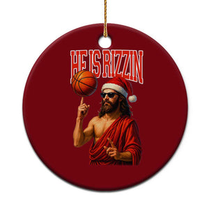 Jesus Basketball Xmas Ceramic Ornament He Is Rizzin TS14 1pc Red Print Your Wear
