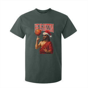 Jesus Basketball Christmas T Shirt For Kid He Is Rizzin TS14 Dark Forest Green Print Your Wear
