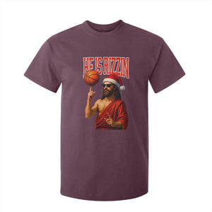 Jesus Basketball Christmas T Shirt For Kid He Is Rizzin TS14 Maroon Print Your Wear