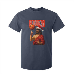 Jesus Basketball Christmas T Shirt For Kid He Is Rizzin TS14 Navy Print Your Wear