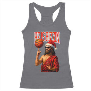 Jesus Basketball Christmas Racerback Tank Top He Is Rizzin TS14 Charcoal Print Your Wear