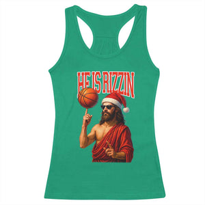 Jesus Basketball Christmas Racerback Tank Top He Is Rizzin TS14 Irish Green Print Your Wear