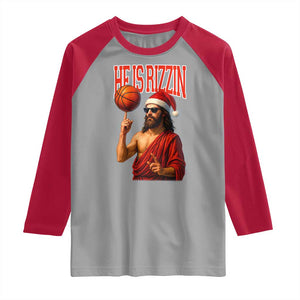 Jesus Basketball Christmas Raglan Shirt He Is Rizzin TS14 Sport Gray Red Print Your Wear