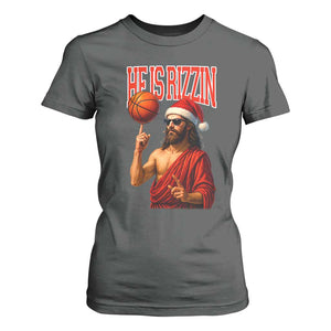 Jesus Basketball Christmas T Shirt For Women He Is Rizzin TS14 Dark Heather Print Your Wear