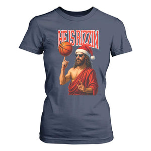 Jesus Basketball Christmas T Shirt For Women He Is Rizzin TS14 Navy Print Your Wear