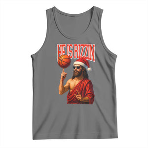 Jesus Basketball Christmas Tank Top He Is Rizzin TS14 Black Heather Print Your Wear