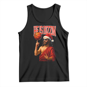 Jesus Basketball Christmas Tank Top He Is Rizzin TS14 Black Print Your Wear