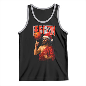 Jesus Basketball Christmas Tank Top He Is Rizzin TS14 Black Athletic Heather Print Your Wear