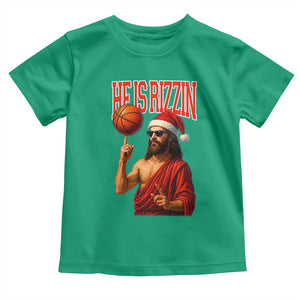 Jesus Basketball Christmas Toddler T Shirt He Is Rizzin TS14 Irish Green Print Your Wear