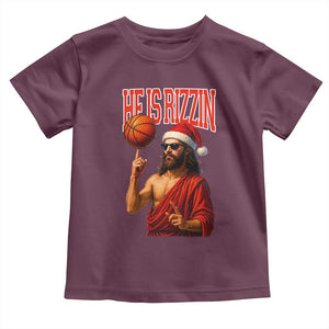 Jesus Basketball Christmas Toddler T Shirt He Is Rizzin TS14 Maroon Print Your Wear