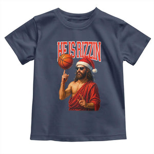 Jesus Basketball Christmas Toddler T Shirt He Is Rizzin TS14 Navy Print Your Wear