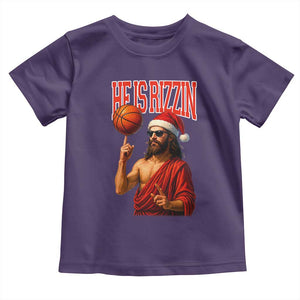 Jesus Basketball Christmas Toddler T Shirt He Is Rizzin TS14 Purple Print Your Wear