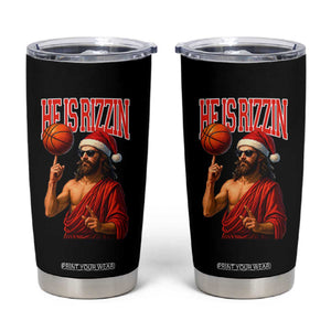 Jesus Basketball Christmas Tumbler Cup He Is Rizzin TS14 Black Print Your Wear