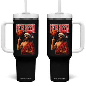 Jesus Basketball Christmas Tumbler With Handle He Is Rizzin TS14 One Size: 40 oz Black Print Your Wear