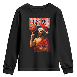 Jesus Basketball Christmas Youth Sweatshirt He Is Rizzin TS14 Black Print Your Wear