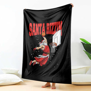 Santa Basketball Christmas Throw Blanket He Is Rizzin TS14 Print Your Wear