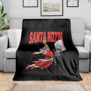 Santa Basketball Christmas Throw Blanket He Is Rizzin TS14 Print Your Wear