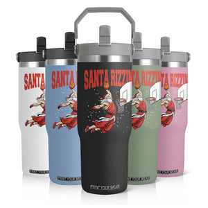 Santa Basketball Christmas Flip Straw Tumbler He Is Rizzin TS14 Print Your Wear