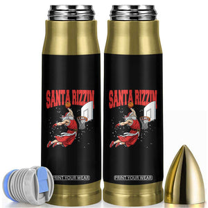 Santa Basketball Christmas Bullet Tumbler He Is Rizzin TS14 Black Print Your Wear