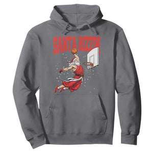 Santa Basketball Christmas Hoodie He Is Rizzin TS14 Charcoal Print Your Wear