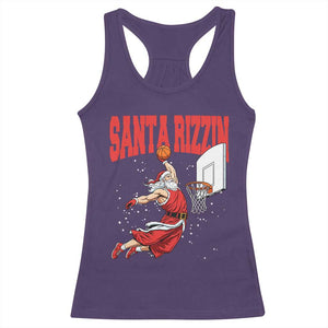 Santa Basketball Christmas Racerback Tank Top He Is Rizzin TS14 Purple Print Your Wear