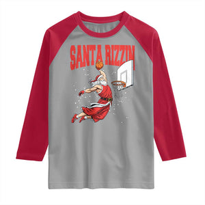 Santa Basketball Christmas Raglan Shirt He Is Rizzin TS14 Sport Gray Red Print Your Wear