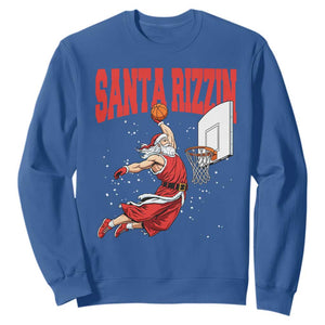 Santa Basketball Christmas Sweatshirt He Is Rizzin TS14 Royal Blue Print Your Wear