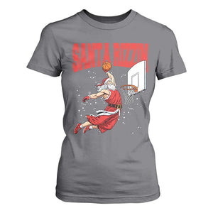 Santa Basketball Christmas T Shirt For Women He Is Rizzin TS14 Charcoal Print Your Wear