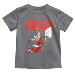 Santa Basketball Christmas Toddler T Shirt He Is Rizzin TS14 Charcoal Print Your Wear