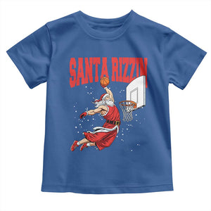 Santa Basketball Christmas Toddler T Shirt He Is Rizzin TS14 Royal Blue Print Your Wear