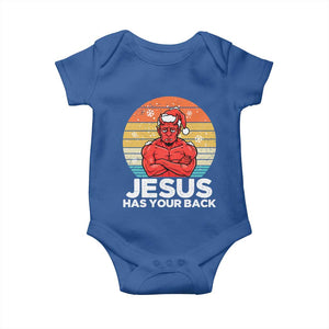 Funny Satan Christmas Baby Onesie Jesus Has Your Back TS14 Royal Blue Print Your Wear