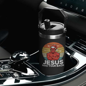 Funny Satan Christmas Flip Straw Tumbler Jesus Has Your Back TS14 Print Your Wear