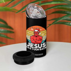 Funny Satan Christmas 4 in 1 Can Cooler Tumbler Jesus Has Your Back TS14 Print Your Wear