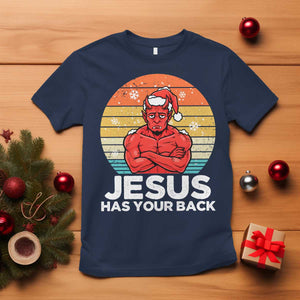 Funny Satan Christmas T Shirt Jesus Has Your Back TS14 Navy Print Your Wear