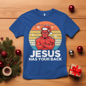 Funny Satan Christmas T Shirt Jesus Has Your Back TS14 Royal Blue Print Your Wear
