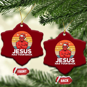 Funny Satan Xmas Ceramic Ornament Jesus Has Your Back TS14 Print Your Wear