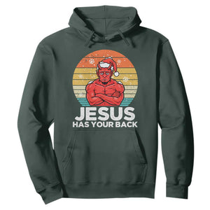 Funny Satan Christmas Hoodie Jesus Has Your Back TS14 Dark Forest Green Print Your Wear