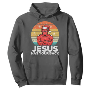 Funny Satan Christmas Hoodie Jesus Has Your Back TS14 Dark Heather Print Your Wear