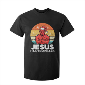Funny Satan Christmas T Shirt For Kid Jesus Has Your Back TS14 Black Print Your Wear