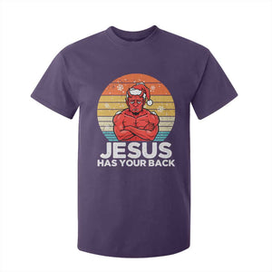 Funny Satan Christmas T Shirt For Kid Jesus Has Your Back TS14 Purple Print Your Wear